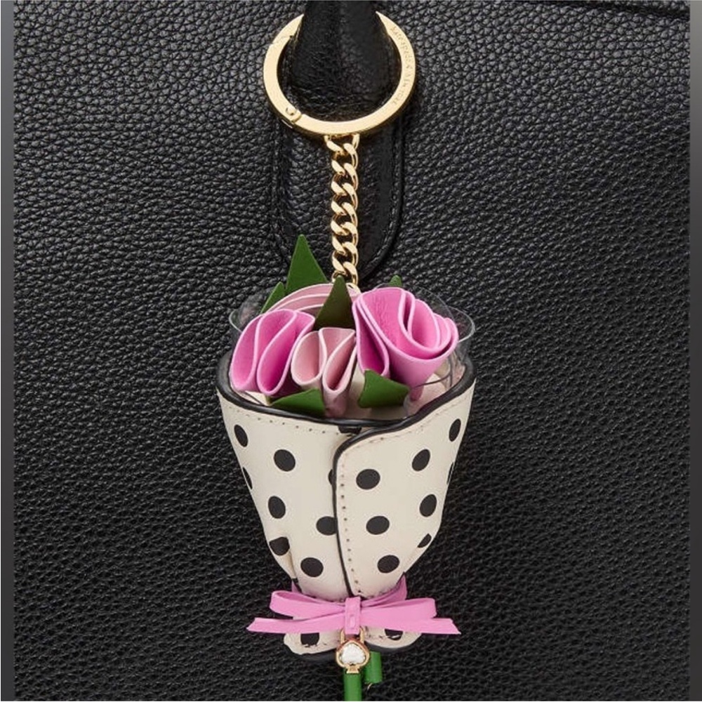 BNWT! In original packaging- Kate Spade Polka Dot Floral Bouquet Keychain Charm